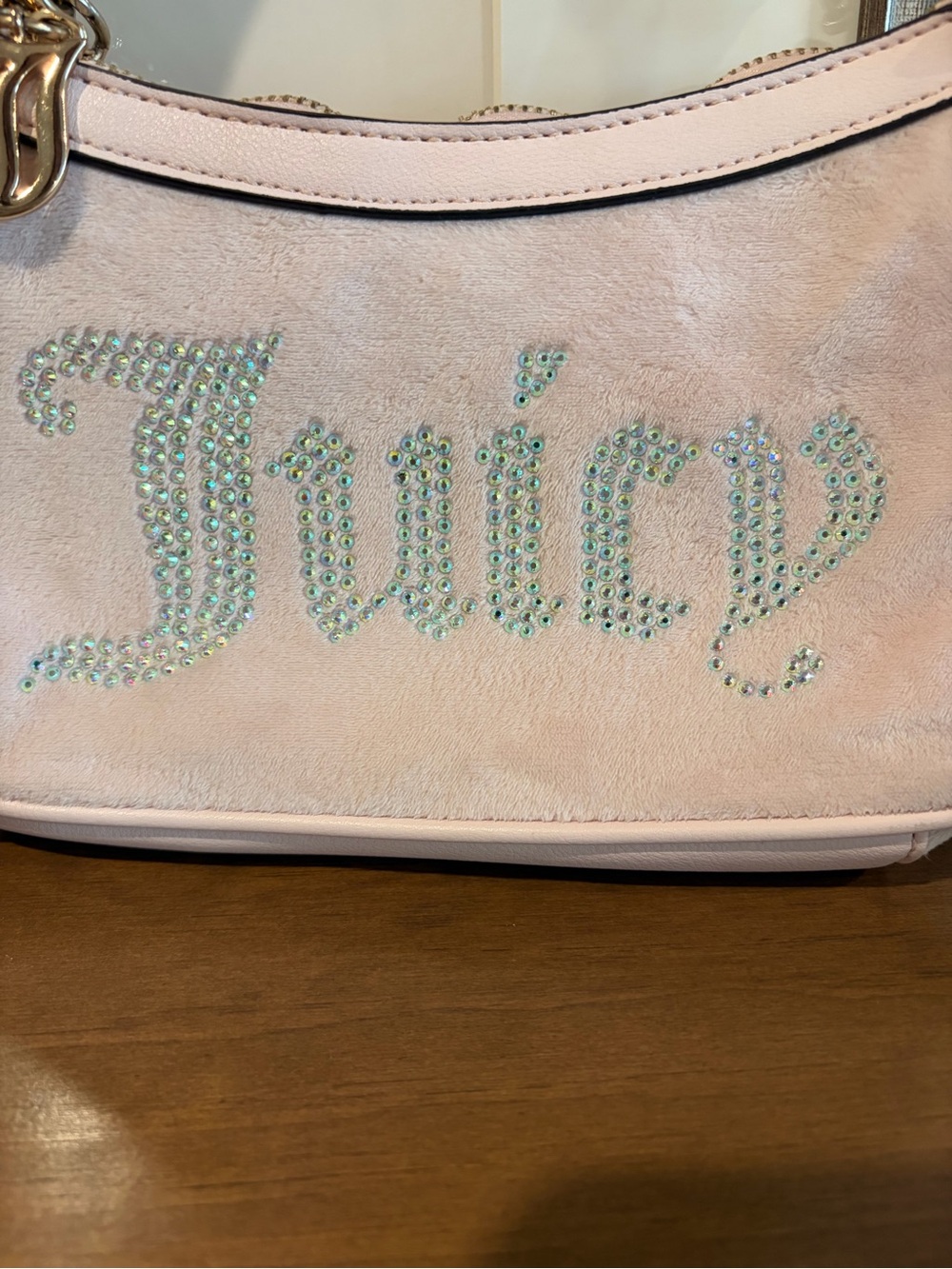 Authentic Vintage Juicy Couture Baby Pink Velour Handbag Pouch - Y2K Pink Tag - Picture 3 of 10